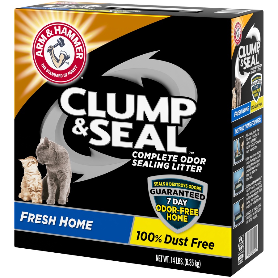 slide 3 of 4, ARM & HAMMER Clump & Seal Fresh Home Complete Odor Sealing Litter, 14 lb