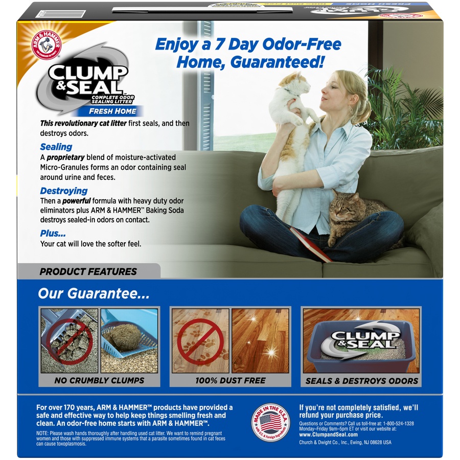 slide 4 of 4, ARM & HAMMER Clump & Seal Fresh Home Complete Odor Sealing Litter, 14 lb