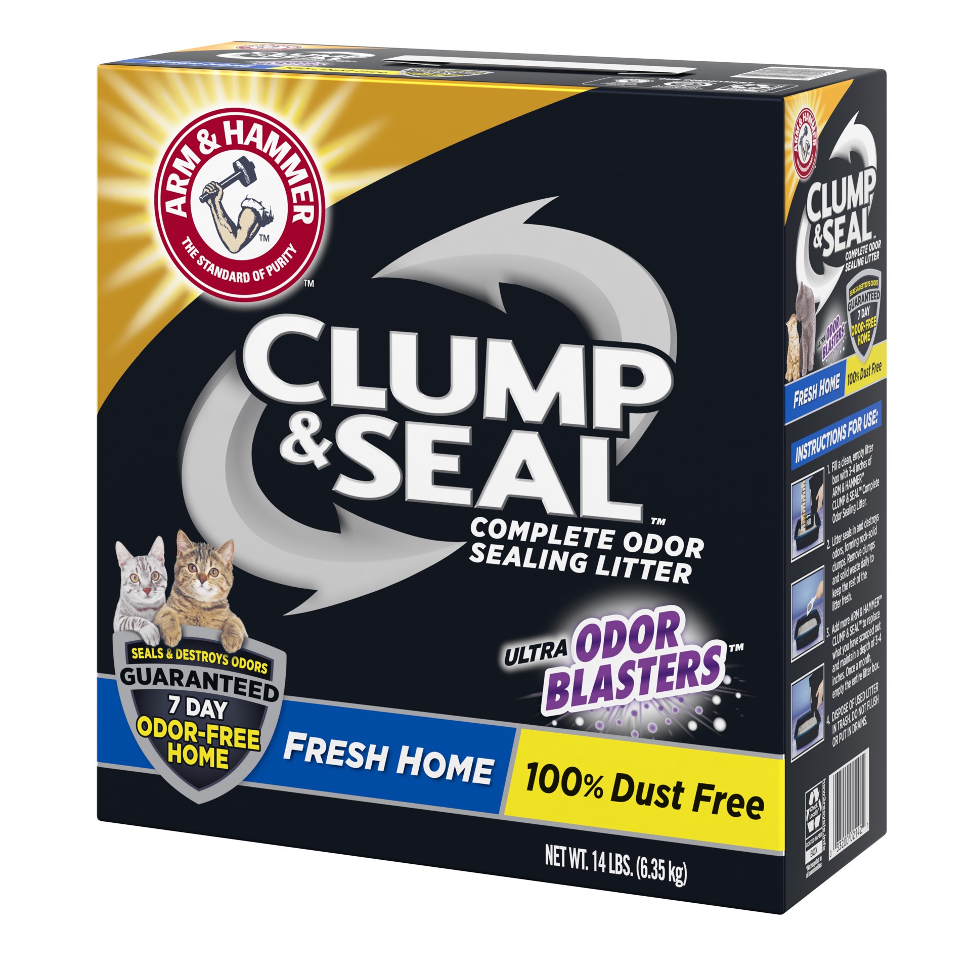 slide 5 of 5, Arm & Hammer Fresh Clump & Seal Cat Litter, 14 lb