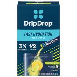 DripDrop Lemon Lime Electrolyte Drink Mix - 8 x 0.35 oz Sticks