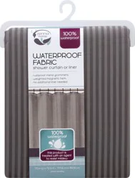 Zenna Home Waterproof Striped Fabric Shower Curtain or Liner, Grey