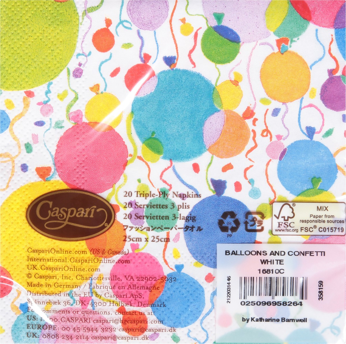 slide 6 of 9, Caspari Balloons And Confetti 3-Ply Cocktail Napkins, 20 ct