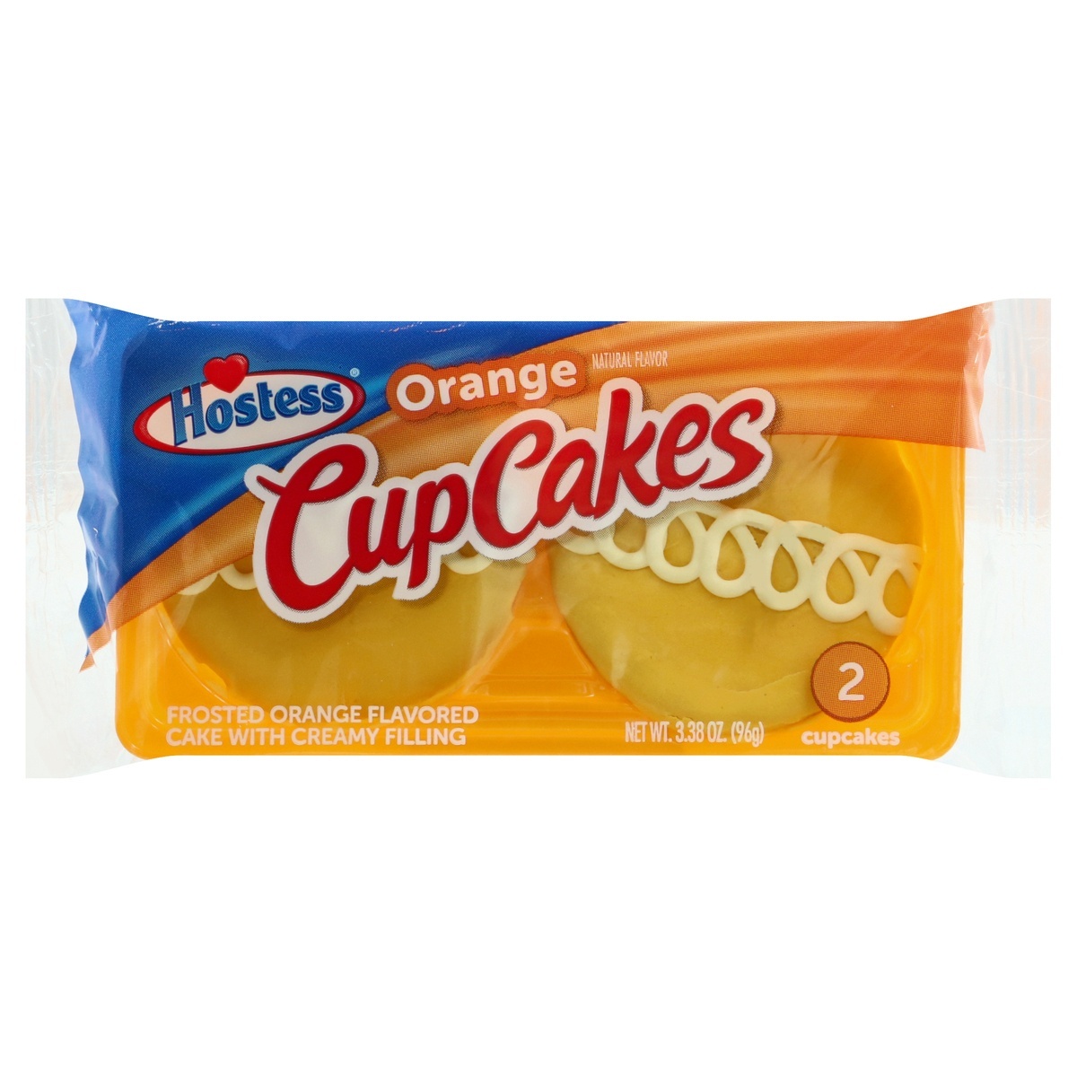 slide 1 of 9, Hostess Orange Frosted Cupcakes With Creamy Filling, 3.38 oz