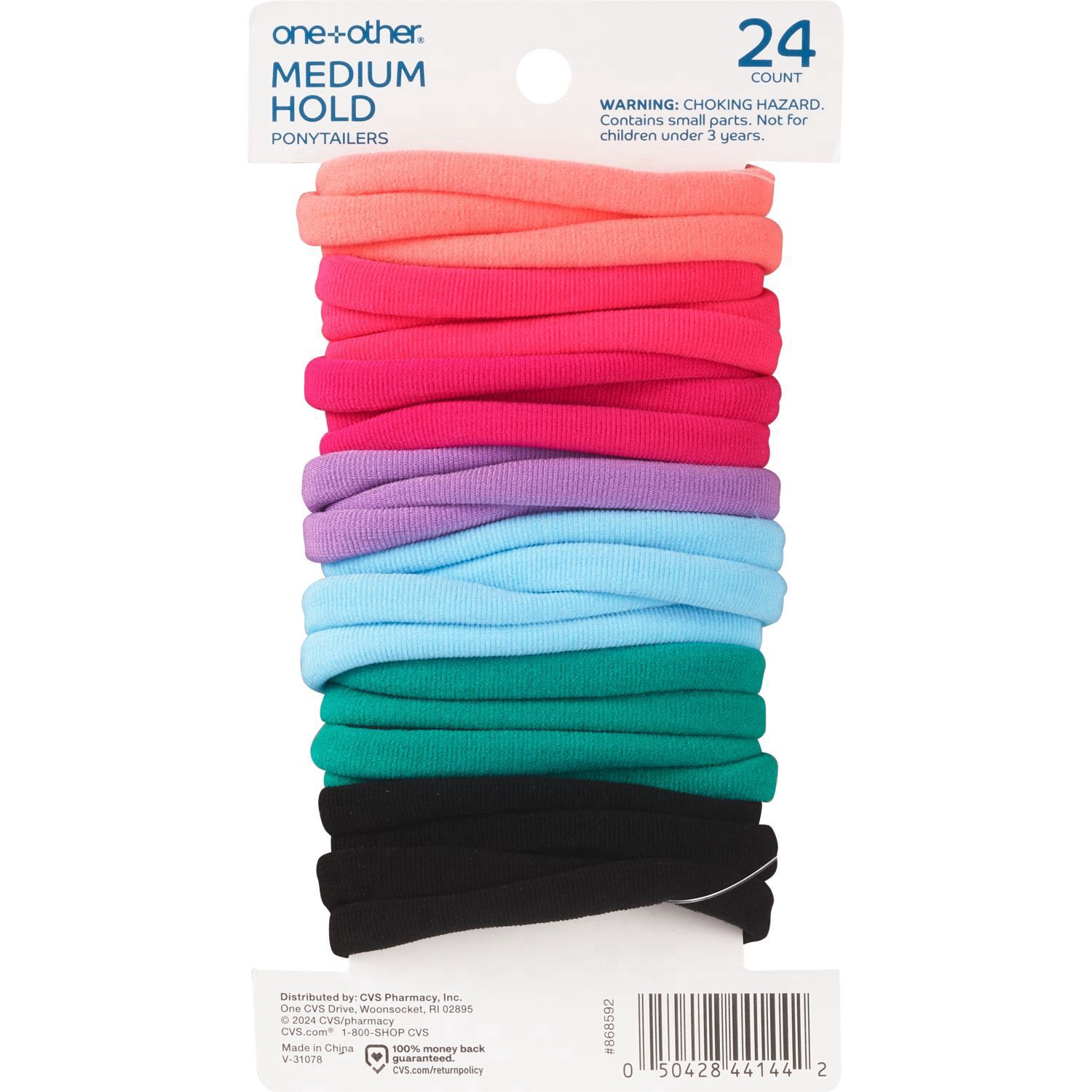 slide 1 of 1, one+other One + Other Medium Hold Ponytailers, Assorted Colors, 24 Ct, 24 ct