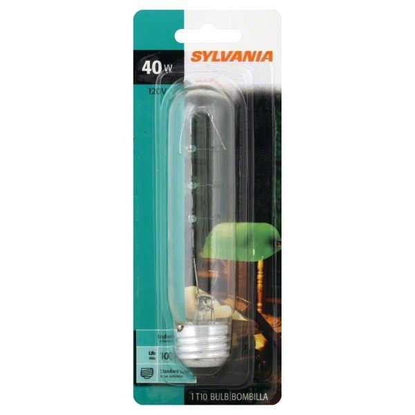 slide 1 of 1, Sylvania Light Bulb, T10, 40 Watts, 1 ct