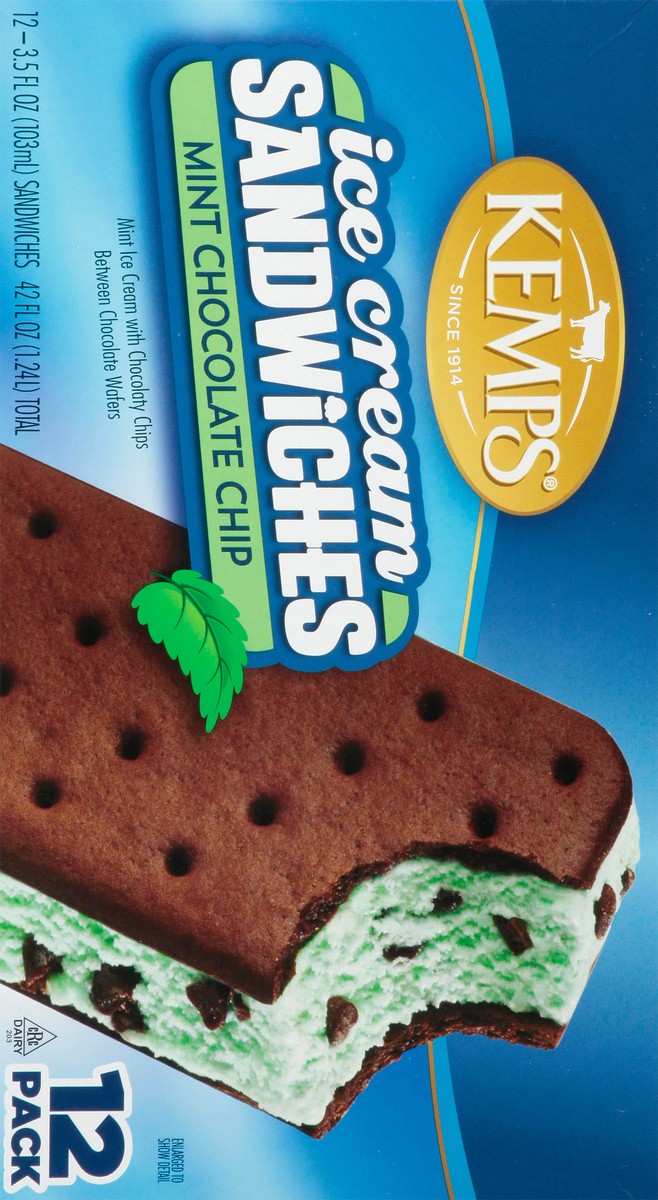 slide 11 of 14, Kemps Mint Chocolate Chip Ice Cream Sandwiches, 12 ct
