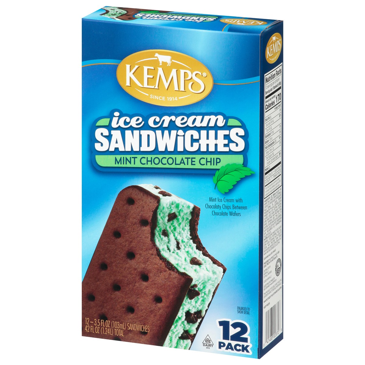 slide 14 of 14, Kemps Mint Chocolate Chip Ice Cream Sandwiches, 12 ct