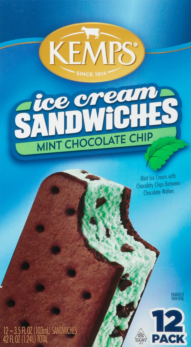 slide 5 of 14, Kemps Mint Chocolate Chip Ice Cream Sandwiches, 12 ct