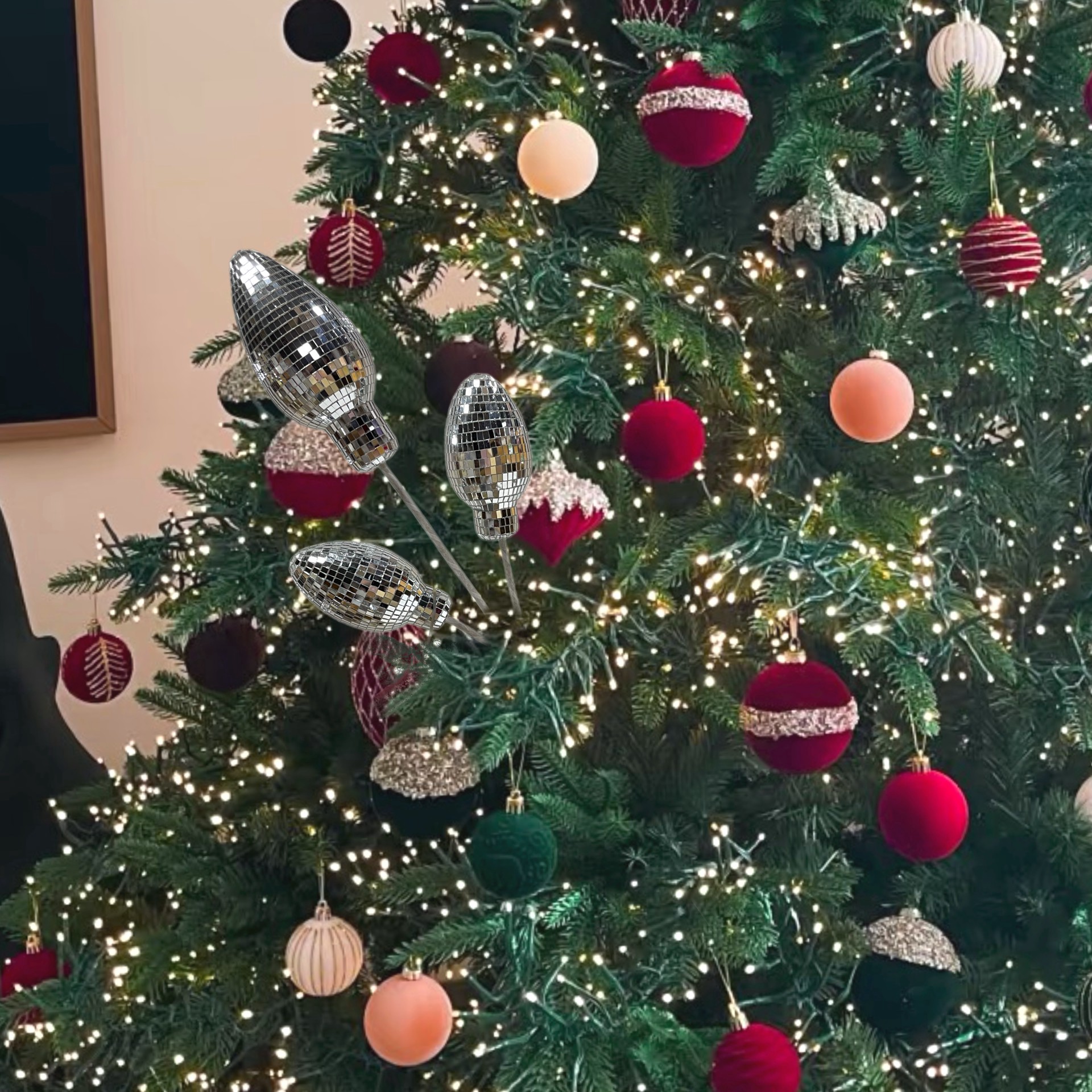 slide 3 of 3, 28" Silver Disco Bulb Stem By Ashland, 28 in