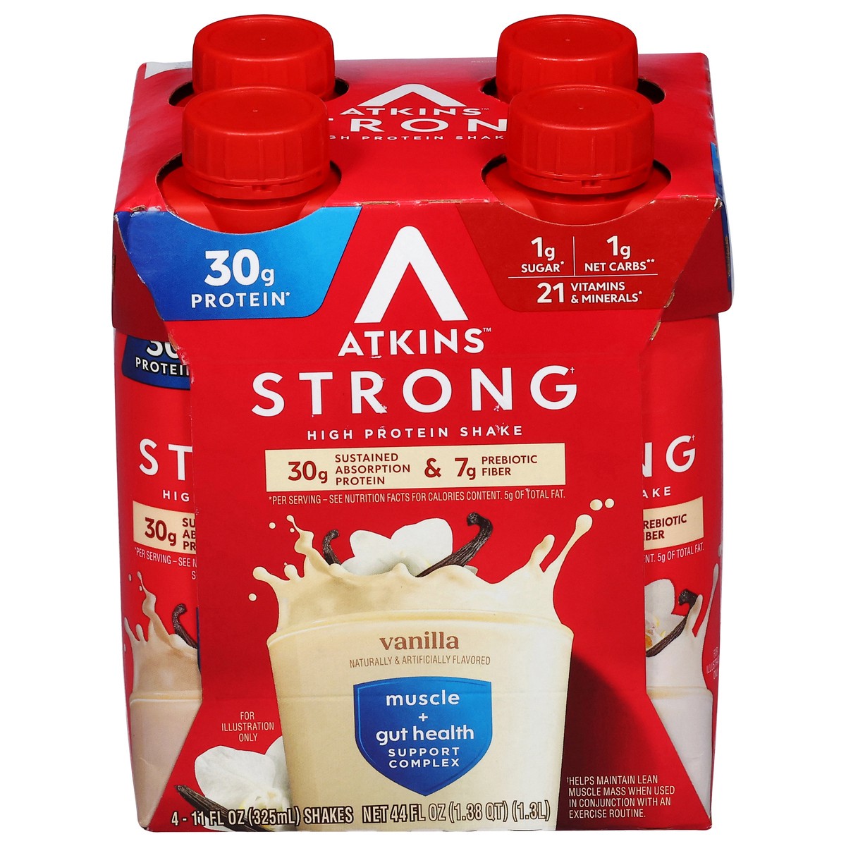 slide 1 of 12, Atkins Ready-to-Drink Strong Vanilla Protein Shake, 44 oz