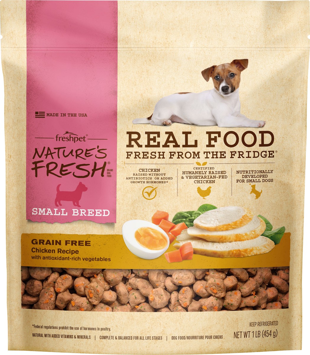 slide 3 of 5, Freshpet Nature's Fresh Small Breed Chicken Recipe Dog Food Pouch, 1 lb
