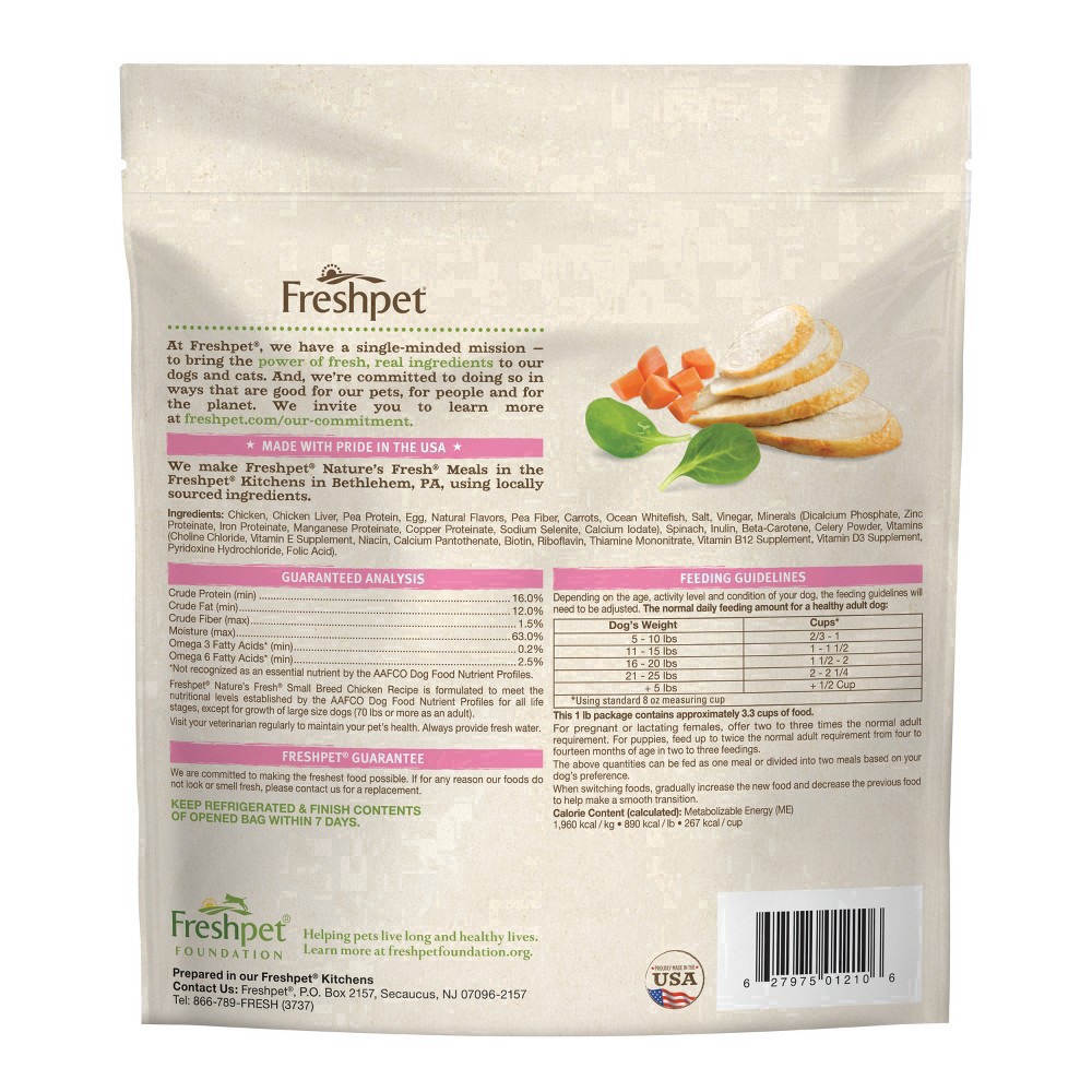 slide 5 of 28, Freshpet Healthy & Natural Dog Food, Small Breed Fresh Certified Humanely Raised Chicken Recipe, 1 lb, 1 lb