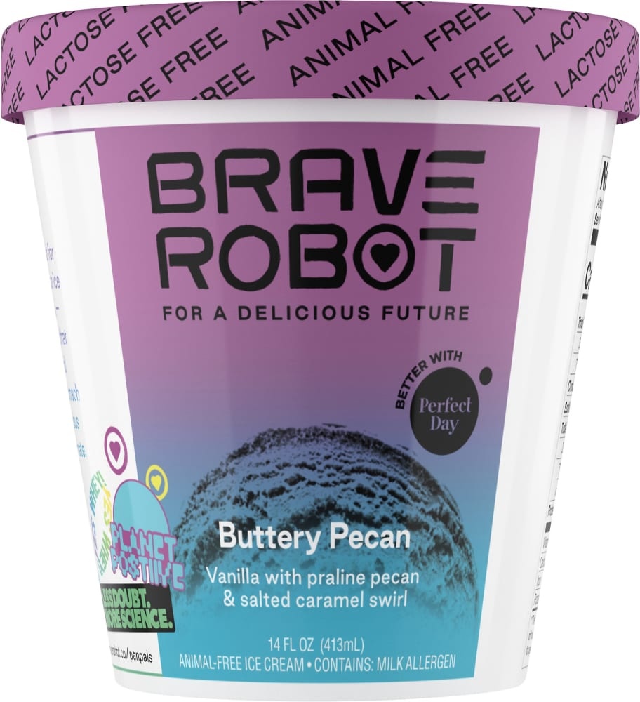 slide 1 of 1, Brave Robot Animal Free Ice Cream, Buttery Pecan, 14 oz