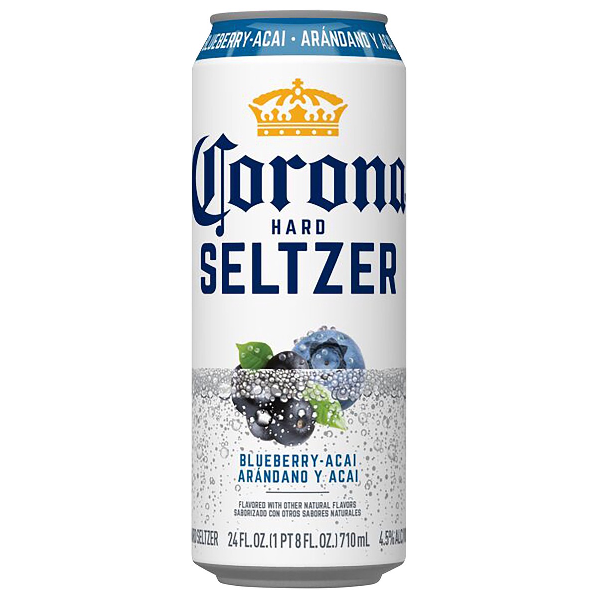 slide 3 of 5, Corona Hard Seltzer Blueberry-Acai Gluten Free, 24 fl oz Can, 4.5% ABV, 24 fl oz