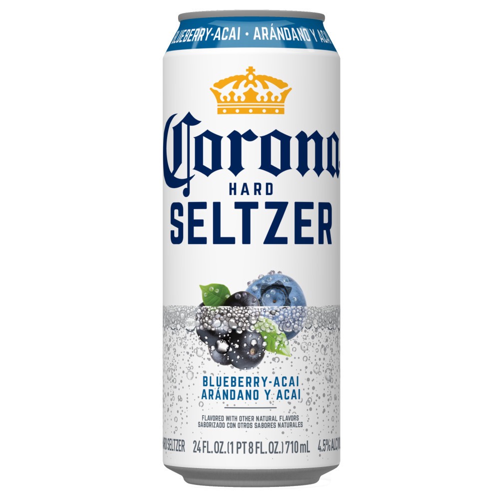 slide 1 of 5, Corona Hard Seltzer Blueberry-Acai Gluten Free, 24 fl oz Can, 4.5% ABV, 24 fl oz