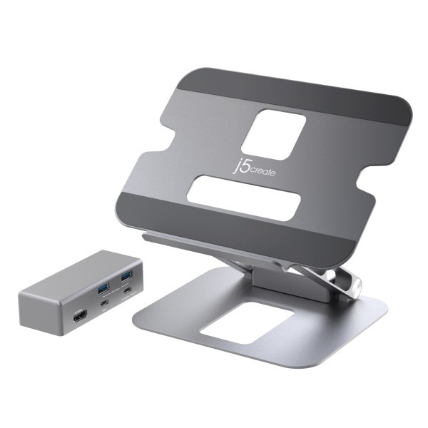 slide 5 of 5, J5Create Multi-Angle 4K Docking Stand, 11.4"H X 8.9"W X 2.1"D, Space Gray, Jts327, 1 ct