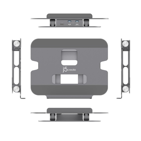slide 4 of 5, J5Create Multi-Angle 4K Docking Stand, 11.4"H X 8.9"W X 2.1"D, Space Gray, Jts327, 1 ct
