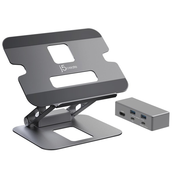 slide 1 of 5, J5Create Multi-Angle 4K Docking Stand, 11.4"H X 8.9"W X 2.1"D, Space Gray, Jts327, 1 ct