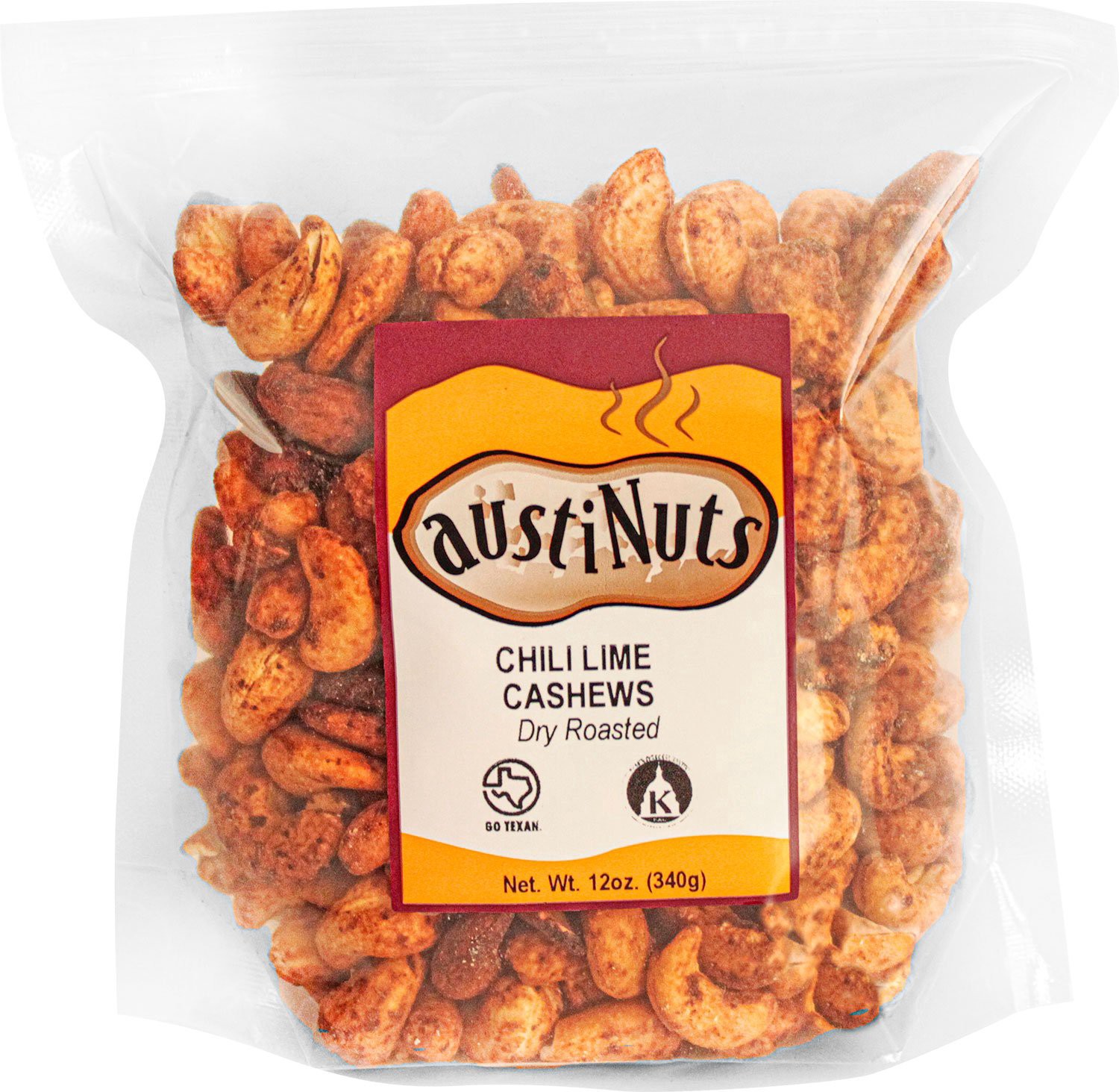 slide 1 of 1, Austinuts Chili Lime Cashews, 12 oz
