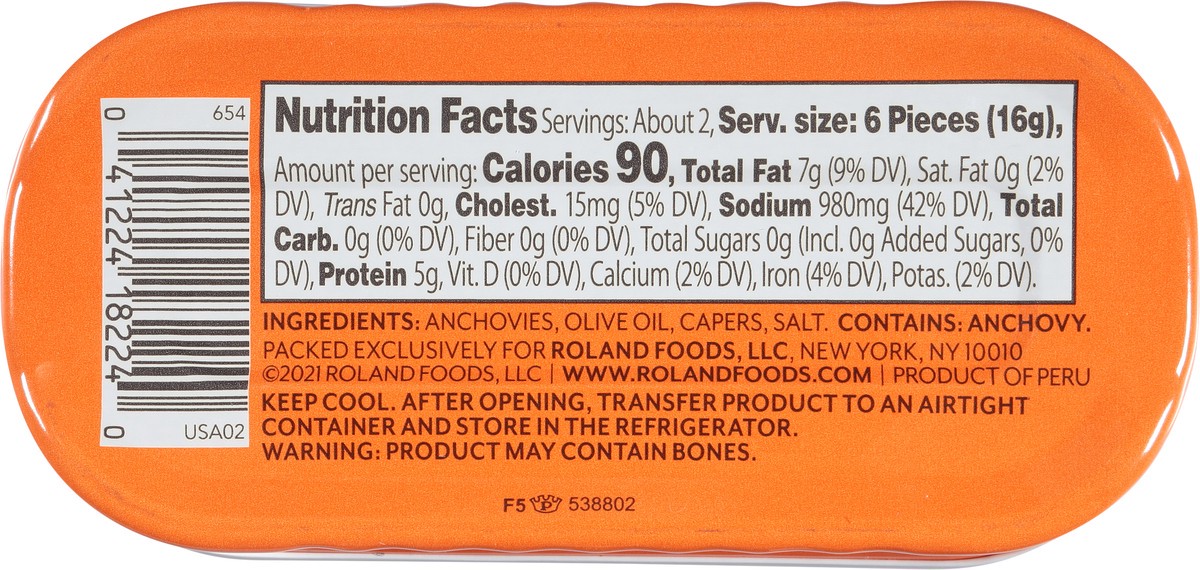 slide 6 of 13, Roland In Olive Oil Anchovies with Capers 2 oz, 2 oz