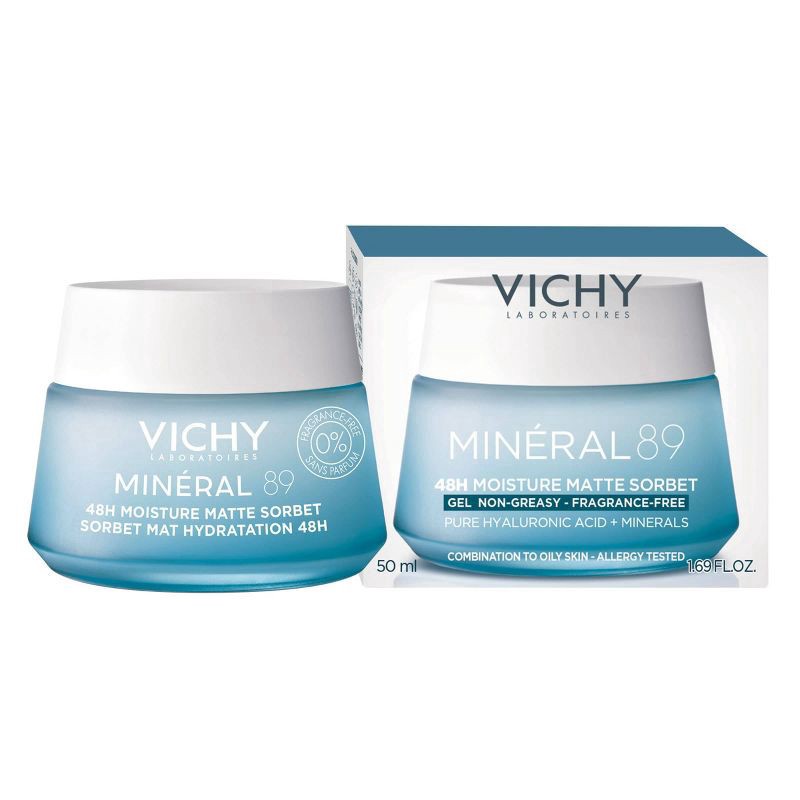 slide 4 of 4, Vichy Mineral 89 48H Moisture Matte Sorbet Gel 1.69 fl oz, 1.69 fl oz