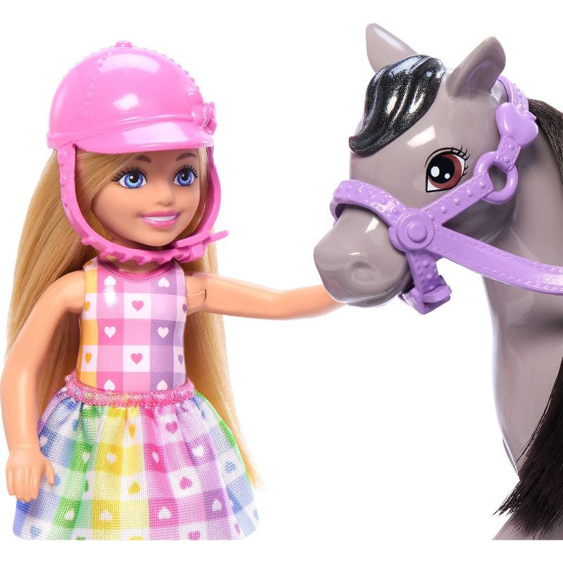 slide 5 of 6, Barbie Chelsea Doll & Horse Toy Set, Includes Helmet Accessory, Doll Bends at Knees to "Ride" Pony, 1 ct