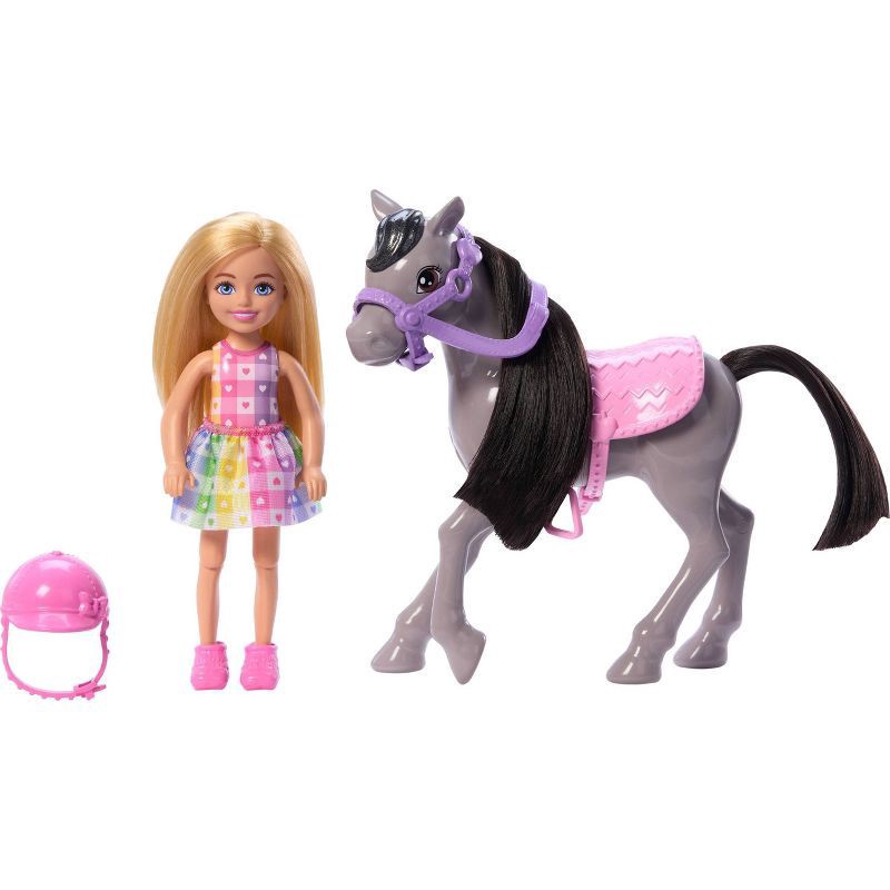 slide 6 of 6, Barbie Chelsea Doll & Horse Toy Set, Includes Helmet Accessory, Doll Bends at Knees to "Ride" Pony, 1 ct