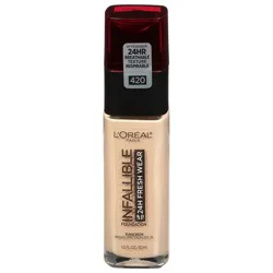 L''Oreal Infallible Broad Spectrum SPF 25 True Beige 420 Foundation 1.0 fl oz