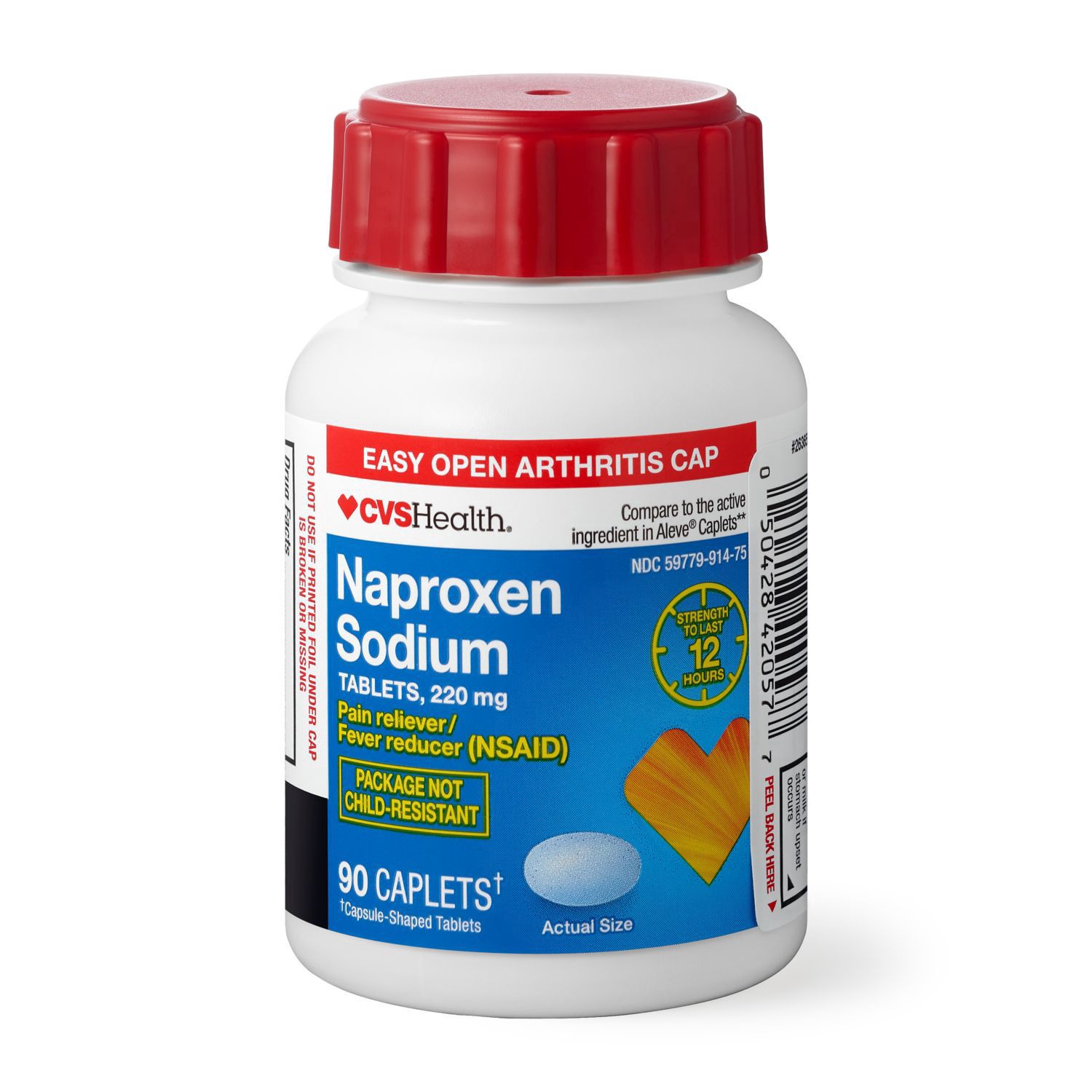 slide 1 of 5, Cvs Easy Open Arthritis Cap Naproxen Sodium 220mg (Nsaid) Caplets, 90 Ct, 90 ct