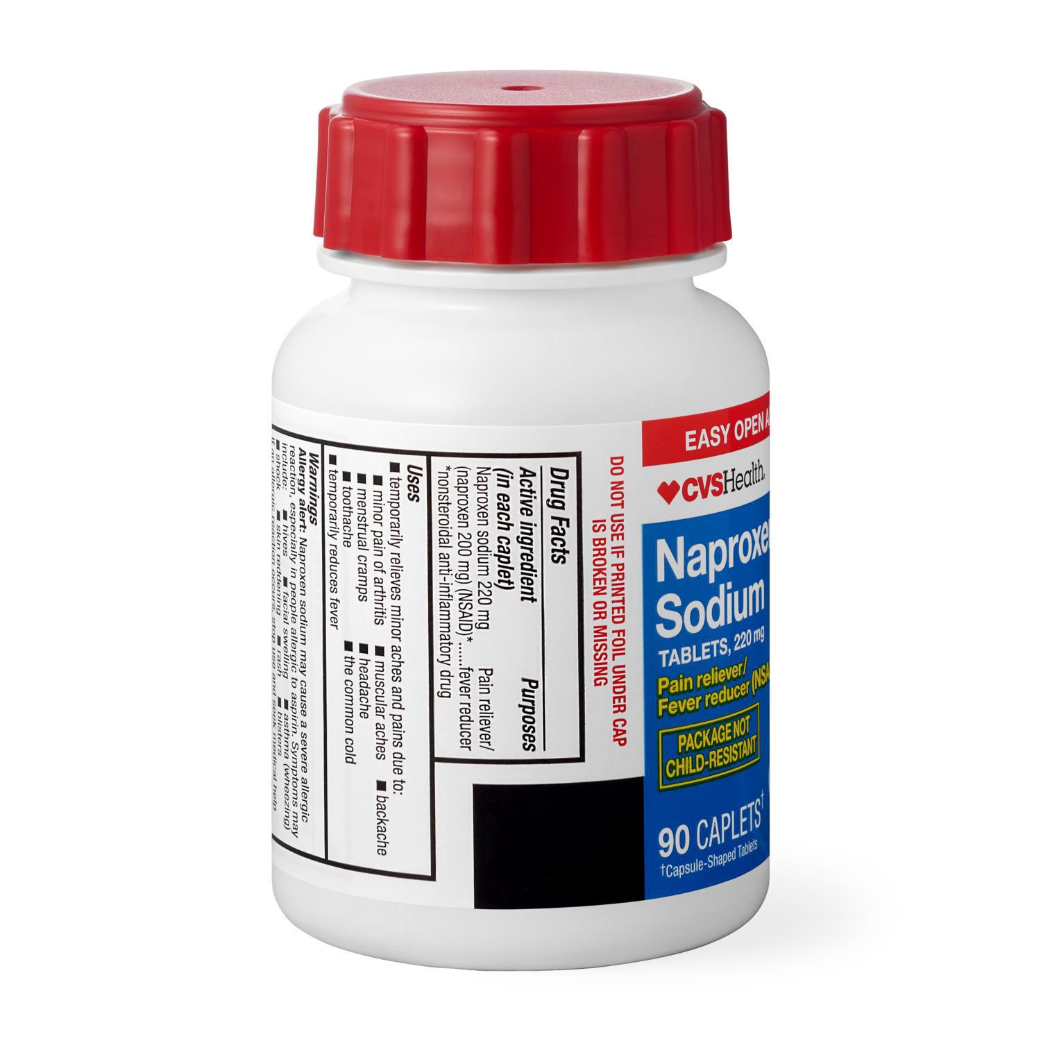 slide 4 of 5, Cvs Easy Open Arthritis Cap Naproxen Sodium 220mg (Nsaid) Caplets, 90 Ct, 90 ct