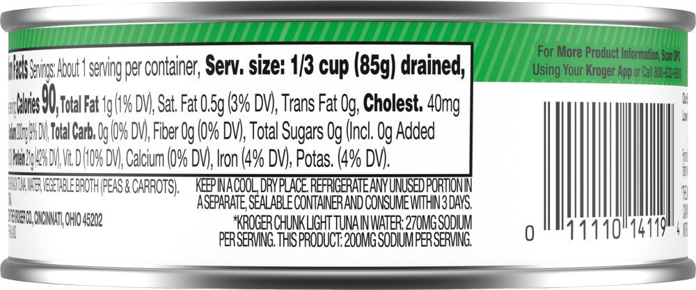 slide 2 of 6, Kroger® Less Sodium Chunk Light Tuna in Water, 5 oz