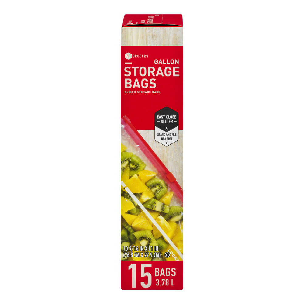 slide 1 of 1, SE Grocers Storage Bags Gallon, 15 ct