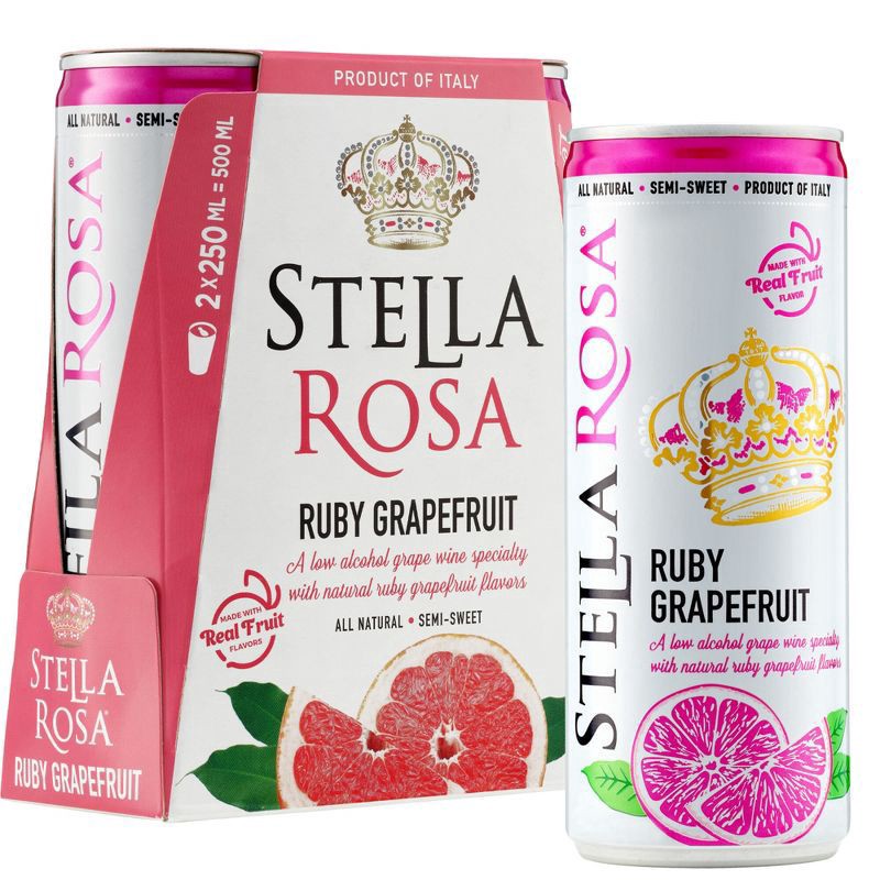 slide 2 of 6, Stella Rosa Ruby Grapefruit Wine - 2pk/250ml Cans, 2 ct; 250 ml