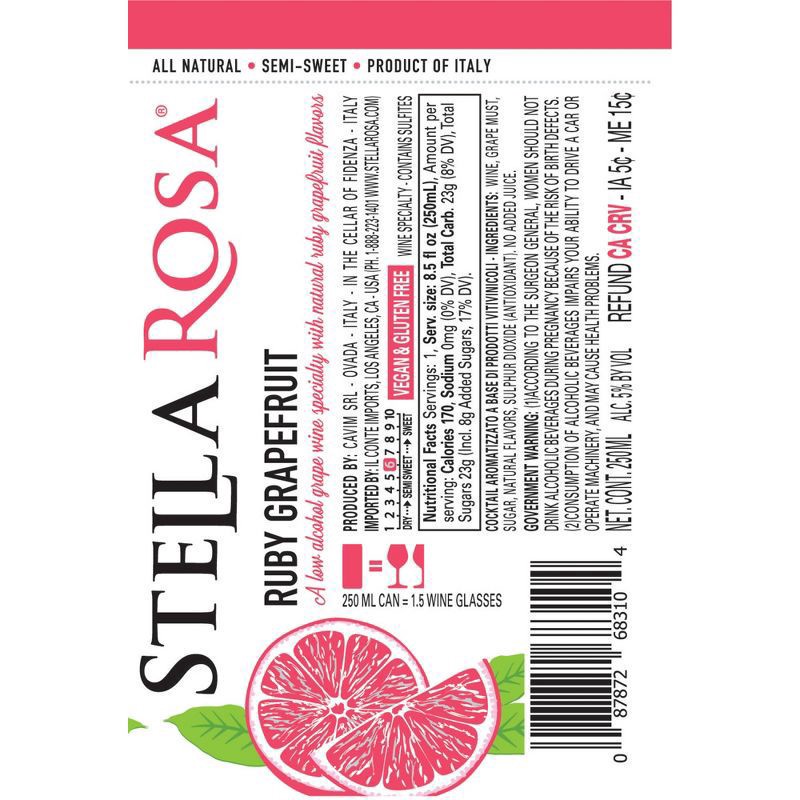 slide 6 of 6, Stella Rosa Ruby Grapefruit Wine - 2pk/250ml Cans, 2 ct; 250 ml