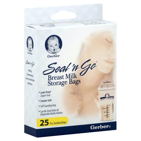 slide 1 of 1, Gerber Breast Milk Storage Bags, 25 ct