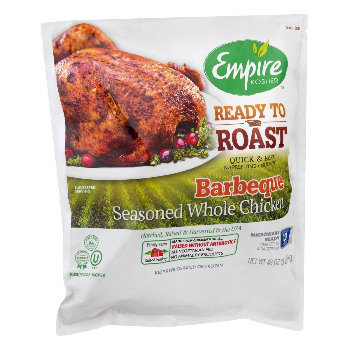 slide 2 of 10, Empire Kosher Ready to Roast Barbeque Seasoned Whole Chicken, 48 oz