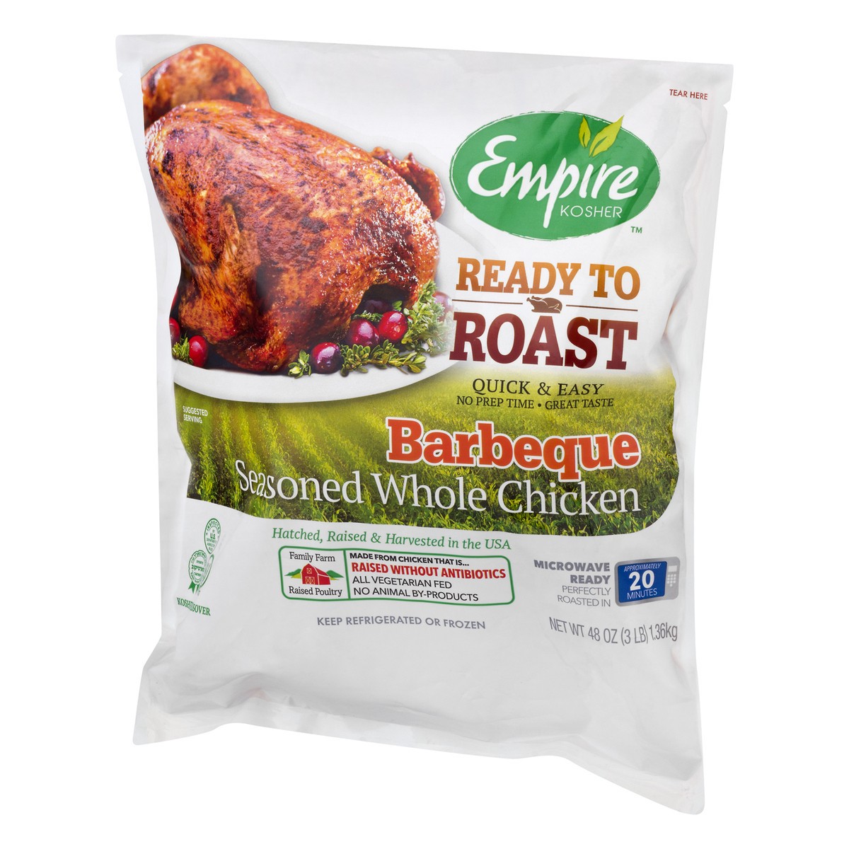 slide 3 of 10, Empire Kosher Ready to Roast Barbeque Seasoned Whole Chicken, 48 oz