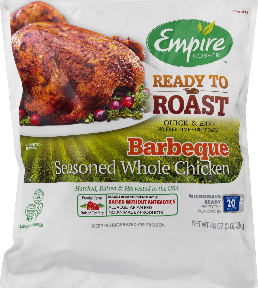 slide 9 of 10, Empire Kosher Ready to Roast Barbeque Seasoned Whole Chicken, 48 oz