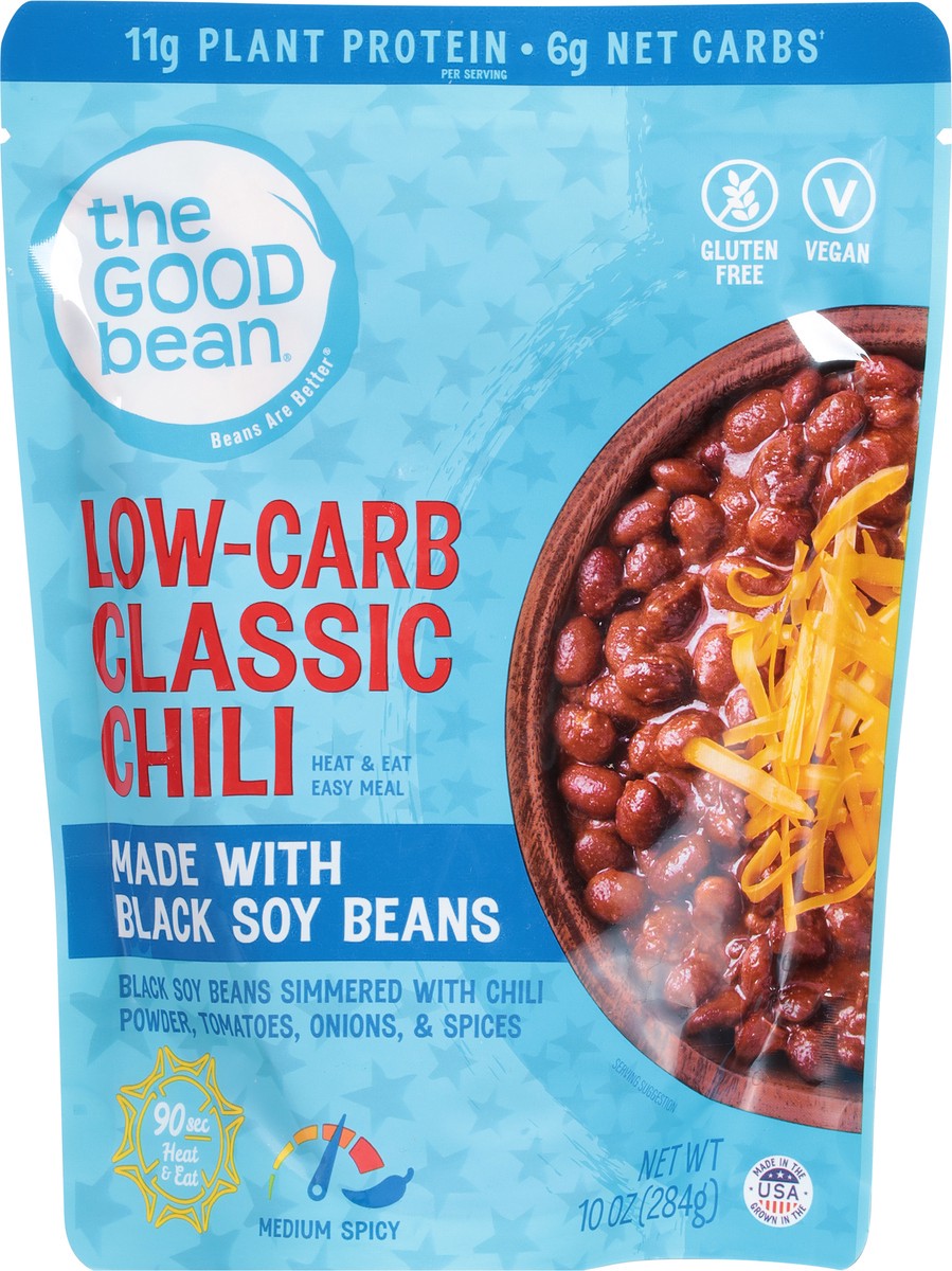 slide 6 of 9, The Good Bean Low-Carb Medium Spicy Classic Chili 10 oz, 10 oz