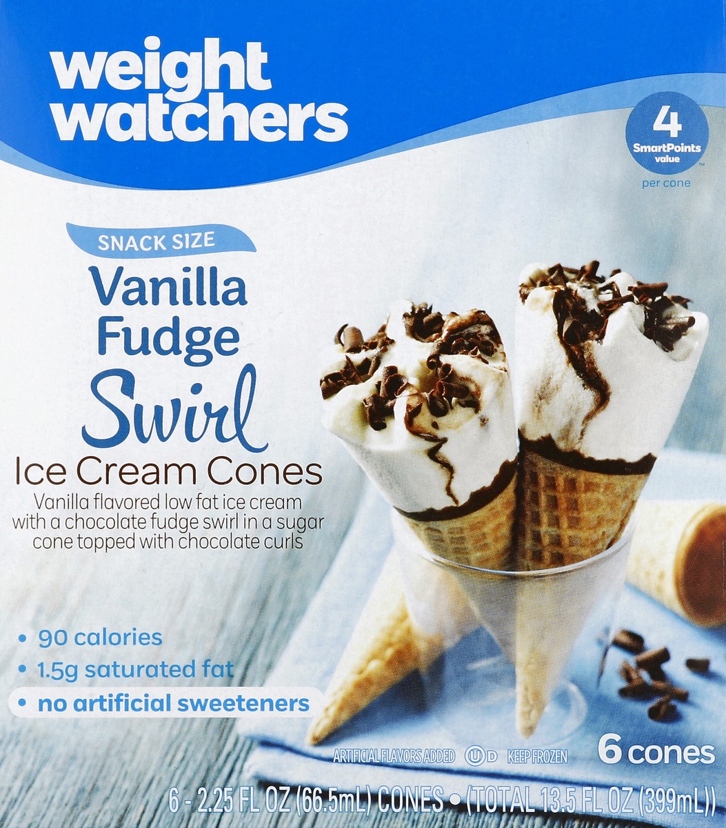 slide 4 of 5, Weight Watchers Snack Size Vanilla Fudge Swirl Ice Cream Cones, 6 ct; 2.25 fl oz