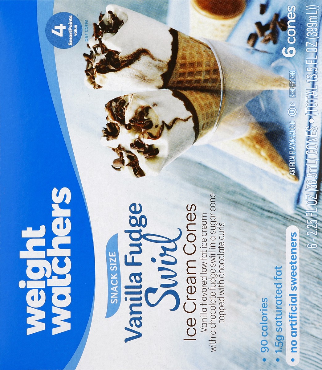 slide 5 of 5, Weight Watchers Snack Size Vanilla Fudge Swirl Ice Cream Cones, 6 ct; 2.25 fl oz