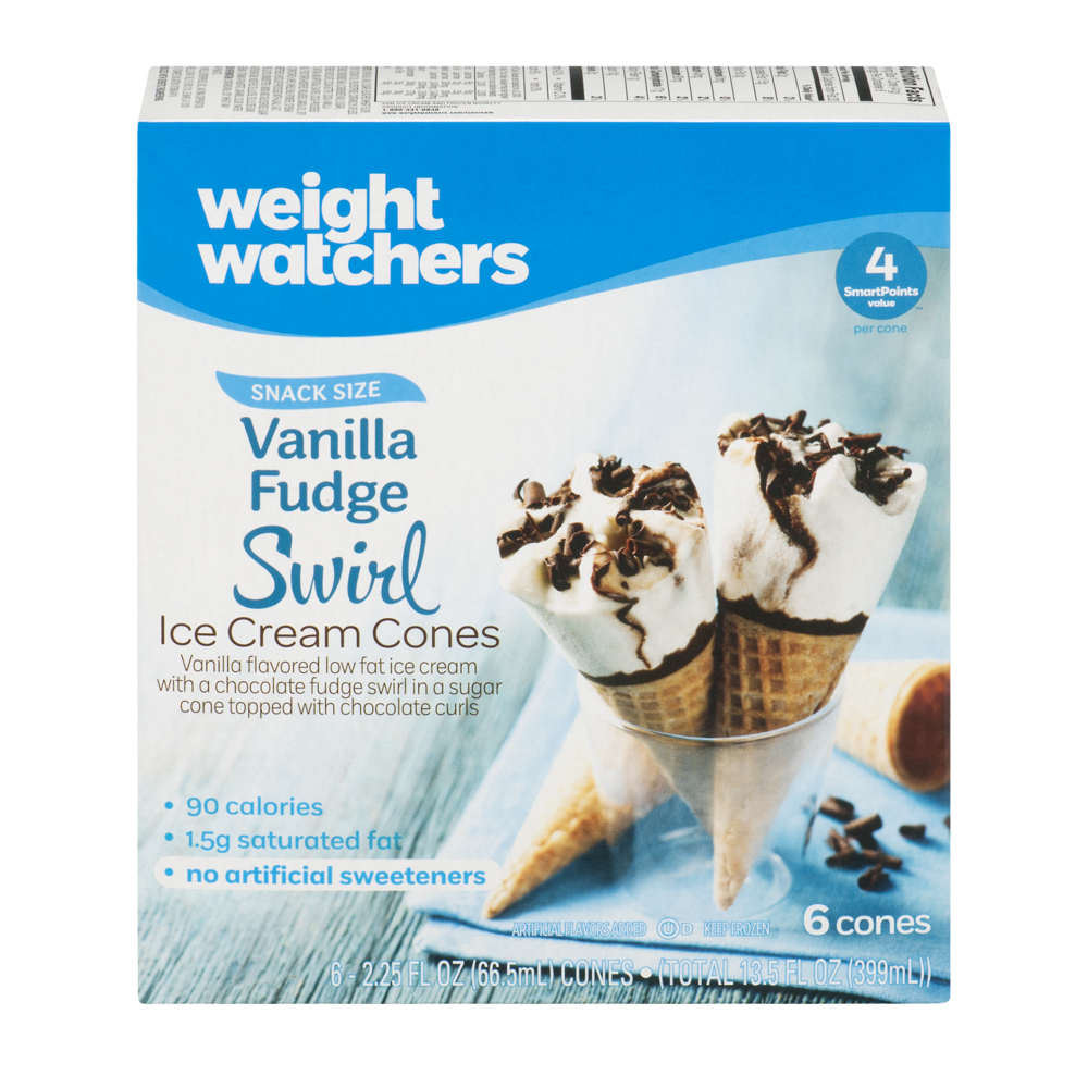 slide 1 of 5, Weight Watchers Snack Size Vanilla Fudge Swirl Ice Cream Cones, 6 ct; 2.25 fl oz