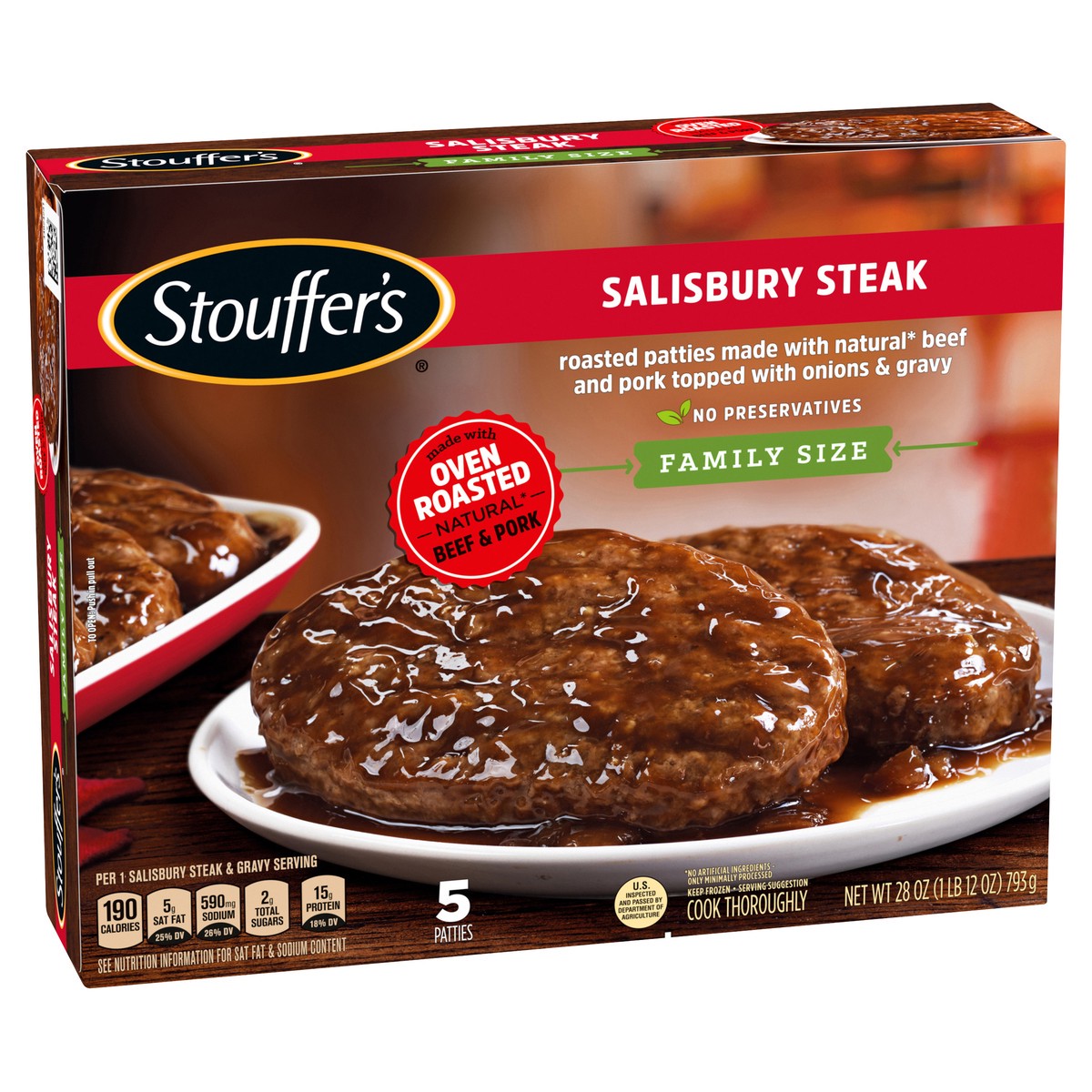 slide 2 of 8, Stouffer's Family Size Salisbury Steak Frozen Meal, 28 oz