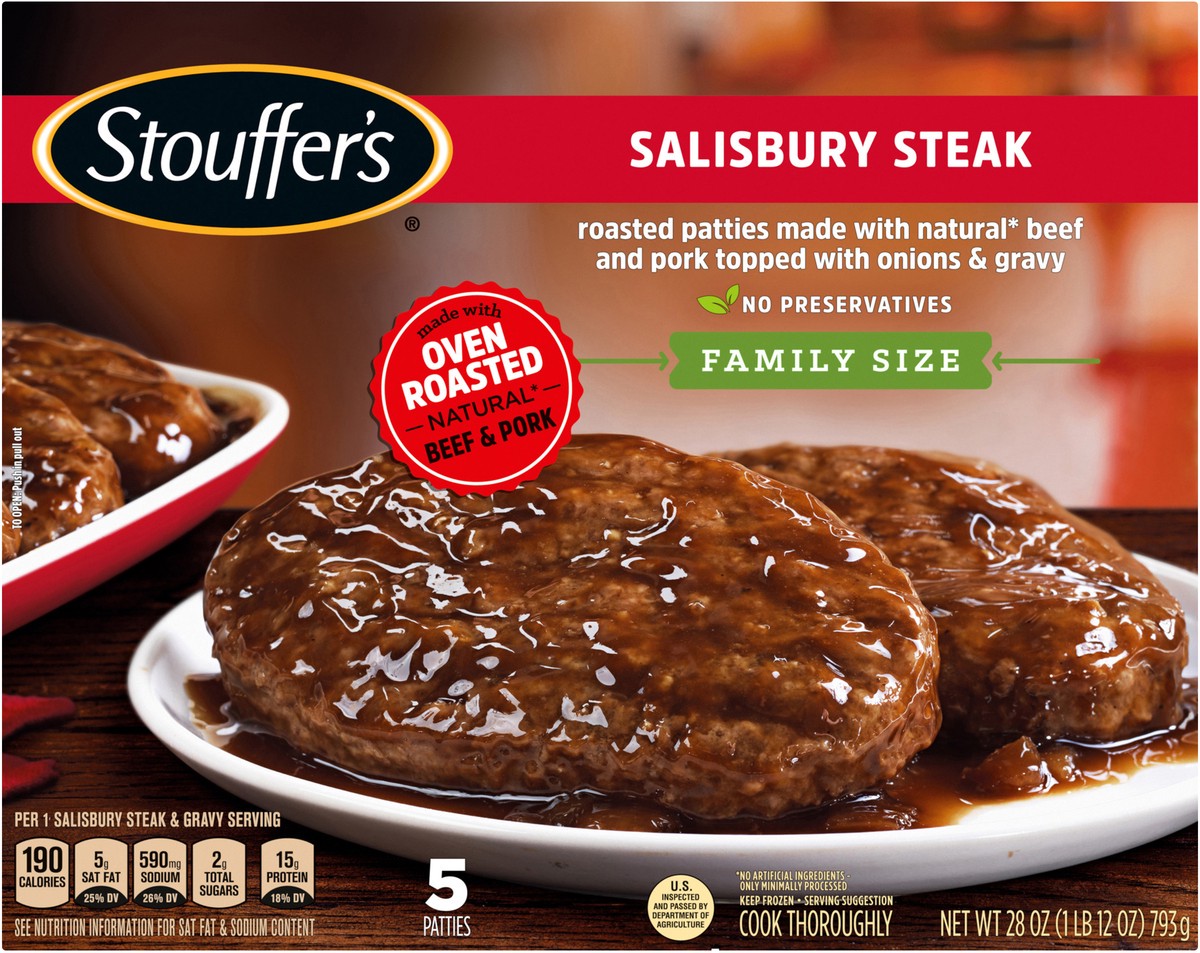 slide 4 of 8, Stouffer's Family Size Salisbury Steak Frozen Meal, 28 oz