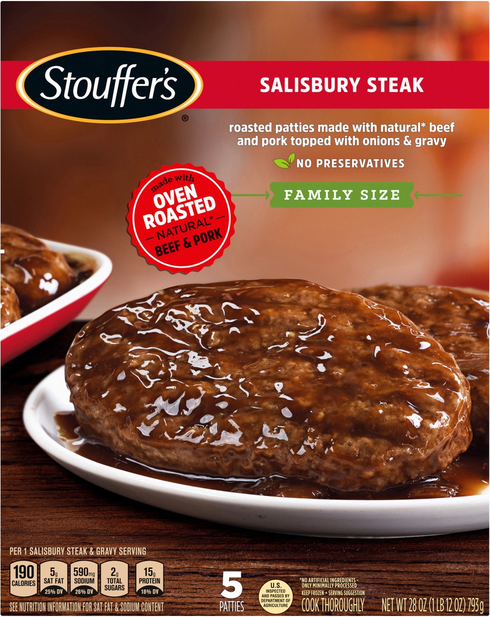 slide 5 of 8, Stouffer's Family Size Salisbury Steak Frozen Meal, 28 oz