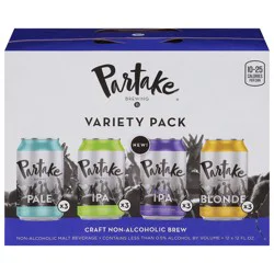 Partake Brewing Variety Pack Non-Alcoholic Malt Beverage - 12 x 12 fl oz Cans
