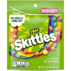 Skittles Candies, Bite Size, Sour, Grab n Go Size