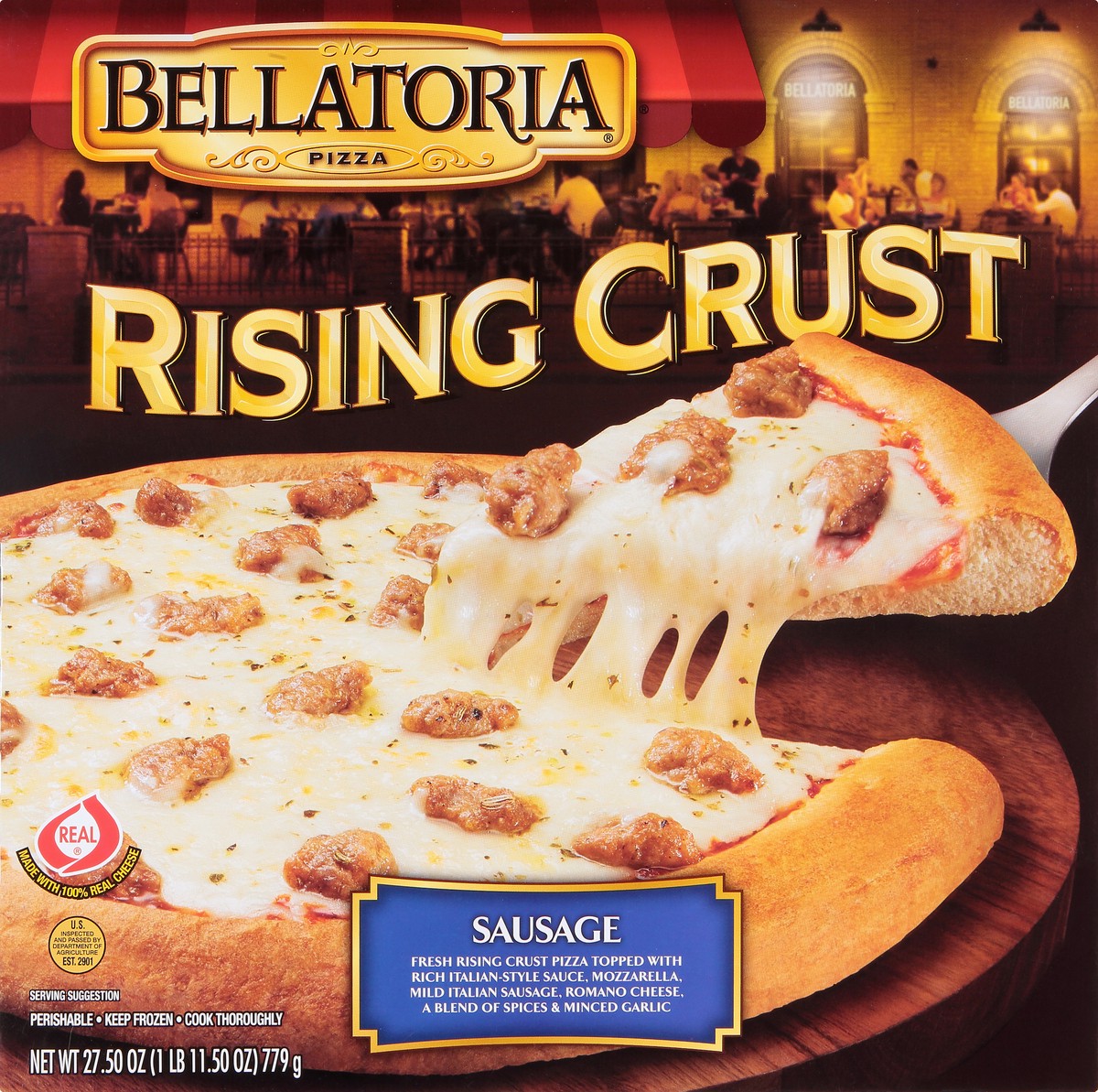 slide 3 of 13, Bellatoria Rising Crust Sausage Pizza 27.5 oz, 27.5 oz