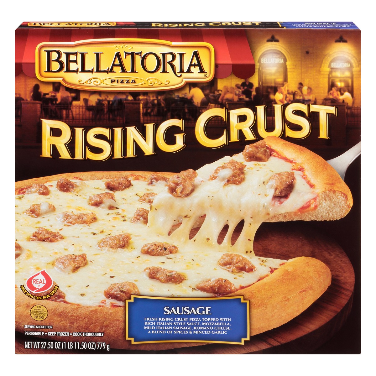 slide 1 of 13, Bellatoria Rising Crust Sausage Pizza 27.5 oz, 27.5 oz