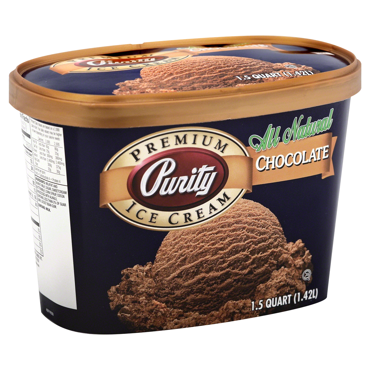 slide 1 of 1, Purity All Natural Chocolate Ice Cream, 1.5 qt